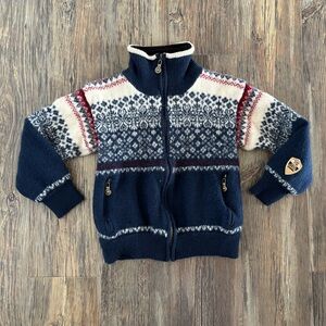 Vtg Windfjord Classic Bergen Norway Pure Wool Sweater S Full Zip Blue Red White